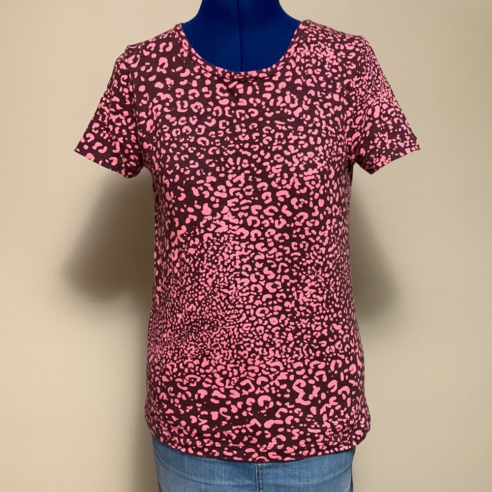 J. Crew Leopard Tee in coffee/tulip